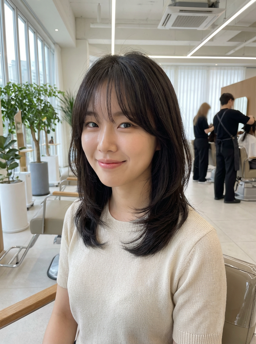 Layered Cut with Curtain Bangs